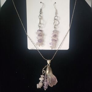 Elegant Purple Gemstone Necklace and Earring Set